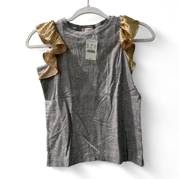 Crewcuts Other - Crew cuts Kids Gray Tank Top with Gold Ruffle Sleeves